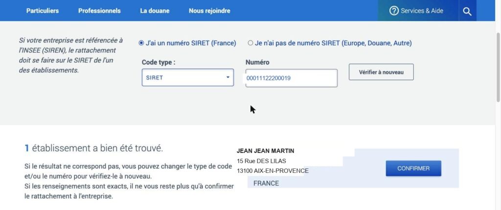 DES: 05 siret confirmer