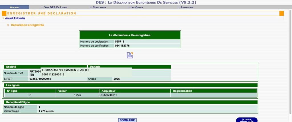 DES: 16 confirmation numero